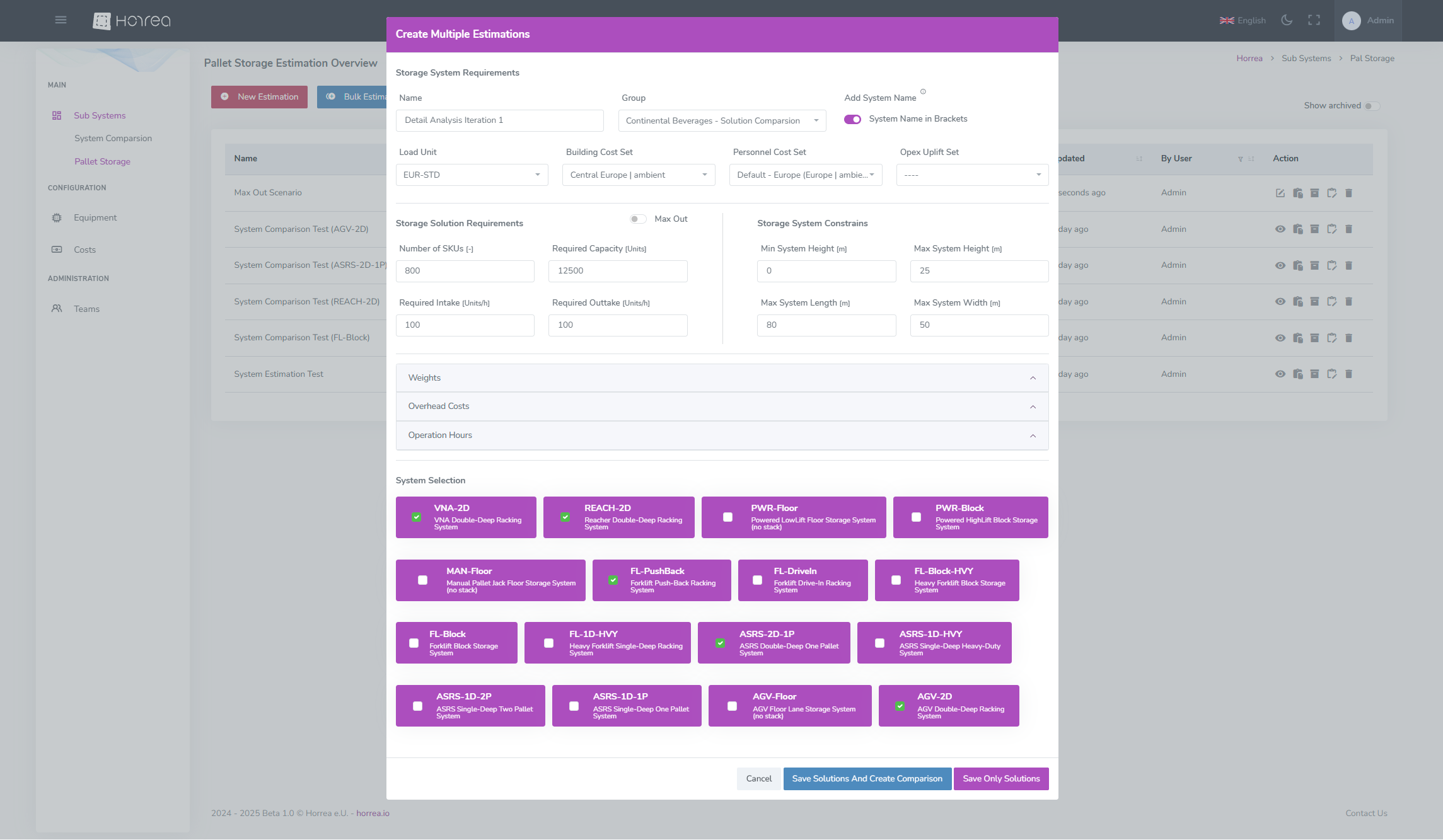 System Selection Interface - Full View